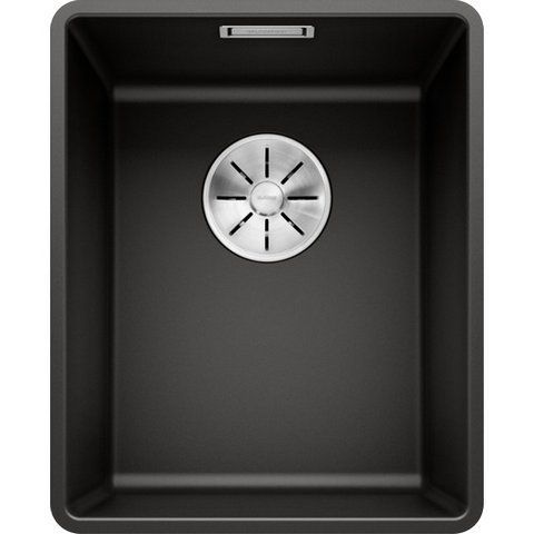 Кухонная мойка Blanco SUBLINE 320-F Silgranit&reg; цвет черный с отводной арматурой InFino (525982) монтаж в уровень со столешницей 525982 фото