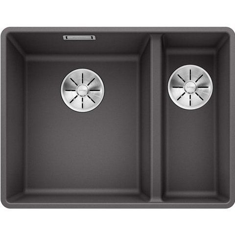 Кухонная мойка Blanco SUBLINE 340/160-F Silgranit&reg; цвет темная скала с отводной арматурой InFino (523569) монтаж в уровень со столешницей 523569 фото
