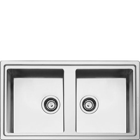 Smeg LDR862-2 - серія UNIVERSAL - Мийка подвійна, MIRA, 2 чаші з клапаном-автоматом, ширина шафи від 90см, ультранизький профіль, нержавіюча сталь, обертається ldr862-2 фото