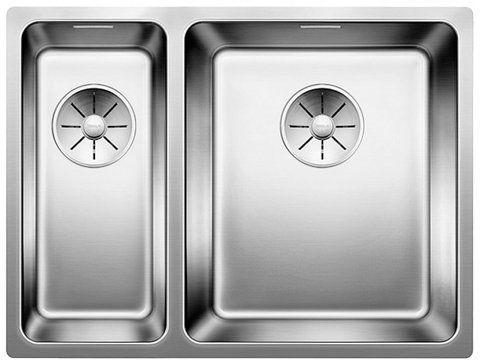 Кухонная мойка Blanco ANDANO 340/180-U нержавеющая сталь с зеркальной полировкой с отводной арматурой InFino, - чаша справа (522977) монтаж под столешницу 522977 фото