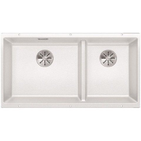 Кухонная мойка Blanco SUBLINE 480/320-U Silgranit&reg; цвет белый с отводной арматурой InFino (523588) монтаж под столешницу 523588 фото