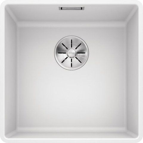 Кухонная мойка Blanco SUBLINE 400-F Silgranit&reg; цвет белый с отводной арматурой InFino (523497) монтаж в уровень со столешницей 523497 фото