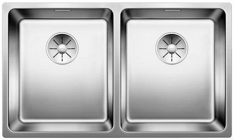 Кухонная мойка Blanco ANDANO 340/340-IF нержавеющая сталь с зеркальной полировкой с отводной арматуройInFino (522981) монтаж на столешницу; в уровень со столешницей 522981 фото