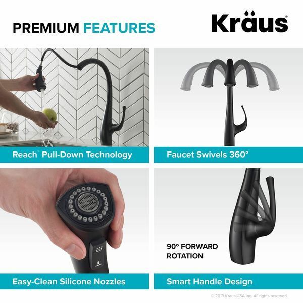 Кухонный смеситель Kraus Ansel&trade; с вытяжным изливом и функцией душа (KPF-1675MB) Черный KPF-1675MB фото