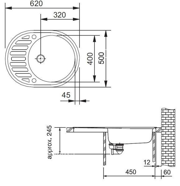 🟥 Кухонная мойка Franke Ronda ROG 611-62 (114.0381.071) гранитная - врезная - оборотная - цвет Миндаль 114.0381.071 фото