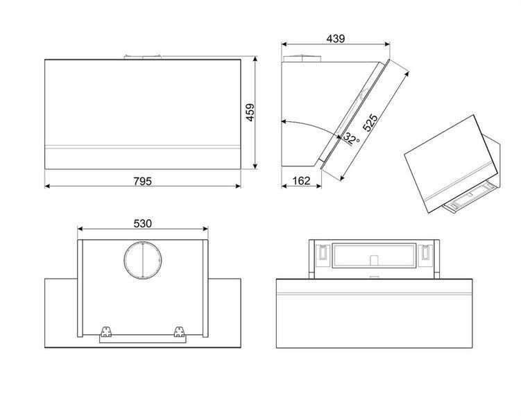 Smeg KV28N - серія LINEA - Витяжка настінна, 80 см kv28n фото