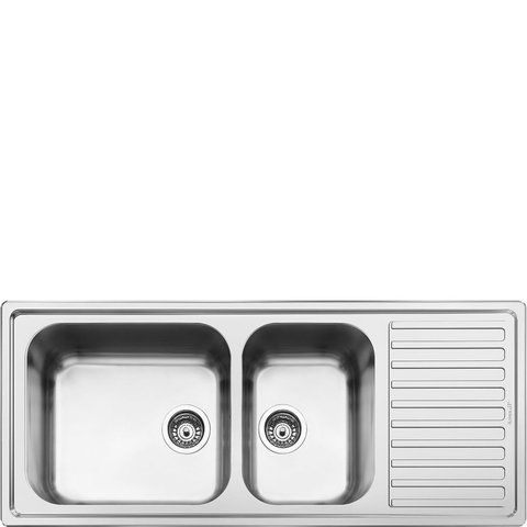 Smeg LGR116-2 - серія UNIVERSAL - Мийка подвійна. Встановлення з бортиком 6 мм, обертається, з клапаном-автоматом lgr116-2 фото