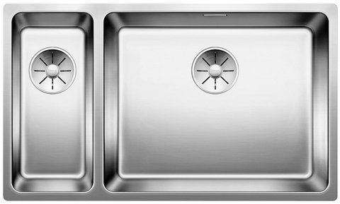 Кухонная мойка Blanco ANDANO 500/180-U нержавеющая сталь с зеркальной полировкой с отводной арматурой InFino, - чаша справа (522989) монтаж под столешницу 522989 фото