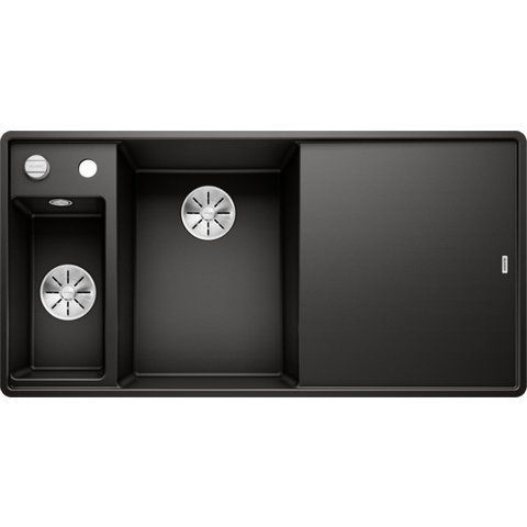 Кухонная мойка Blanco AXIA III 6 S-F Silgranit&reg; цвет черный - чаша слева, доска стекло скл.-авт. InFino (525852) монтаж в уровень со столешницей 525852 фото