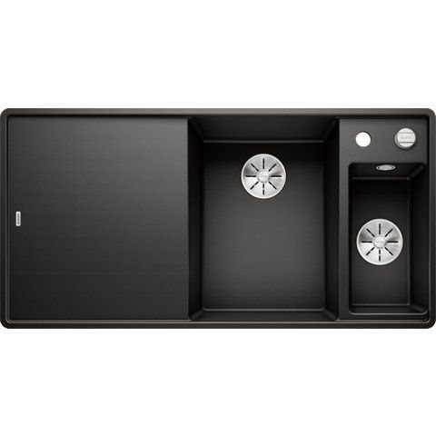 Кухонная мойка Blanco AXIA III 6 S-F Silgranit&reg; цвет черный - чаша справа, доска ясен скл.-авт. InFino (525855) монтаж в уровень со столешницей 525855 фото