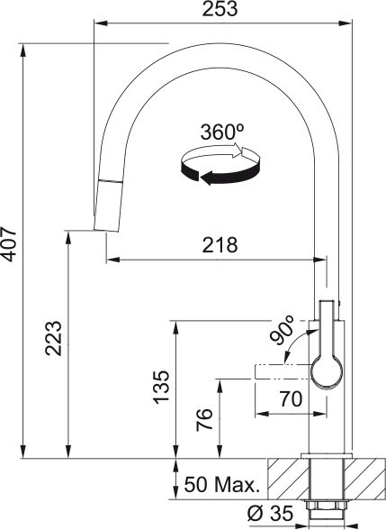 Кухонный смеситель Franke Maris Slim J Pull Down, хром (115.0728.388) 115.0728.388 фото