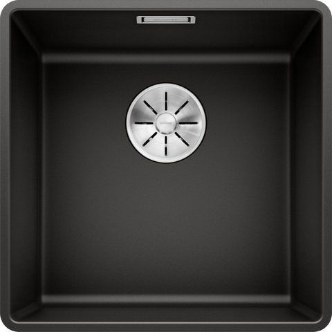 Кухонная мойка Blanco SUBLINE 400-F Silgranit&reg; цвет черный с отводной арматурой InFino (525988) монтаж в уровень со столешницей 525988 фото