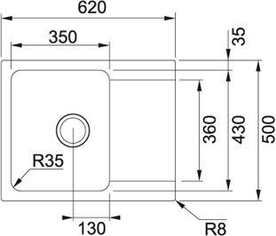 🟥 Кухонная мойка Franke Orion OID 611-62 (114.0498.009) из тектонайта - врезная - оборотная - цвет Сахара (2 отверстия) 114.0498.009 фото