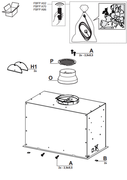 🟥 Кухонная вытяжка Franke Box Flush EVO FBFE BK MATT A52 (305.0665.364) Чёрный матовый встраиваемая полностью 52 см 305.0665.364 фото