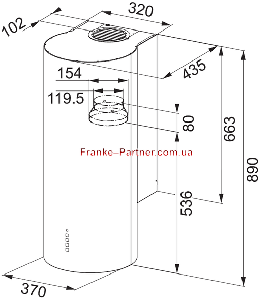 Кухонна витяжка Franke Turn FTU 3805 XS LED0 (335.0518.748) нерж. сталь настінний монтаж, Ø 37 см 335.0518.748 фото
