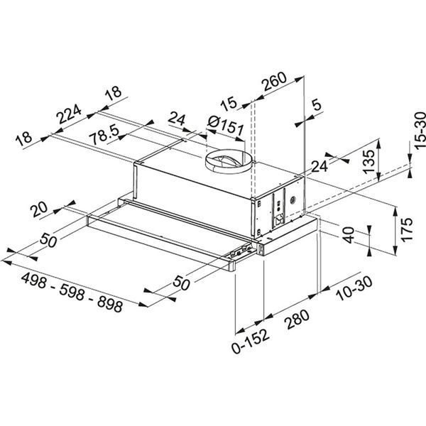 🟥 Кухонна витяжка Franke Flexa FTC 512 XSL / FTC 532H XS / FTC 512 XS V2 (110.0200.714) неіржавна сталь / сіра емаль вбудована телескопічна, 50 см 110.0200.714 фото