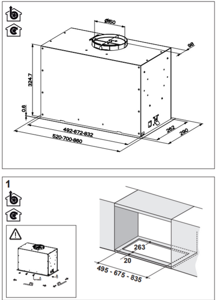 🟥 Кухонна витяжка Franke Box Flush EVO FBFE BK MATT A70 (305.0665.365) Чорний матовий вбудована повністю 70 см 305.0665.365 фото