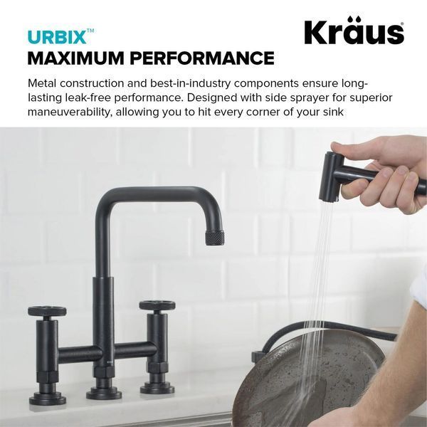 Кухонний змішувач Kraus Urbix&trade; який змінює колір від температури води, з витяжним виливом та функцією душу (KPF-3125MBGRCC) Чорний з термо покриттям KPF-3125MBGRCC фото