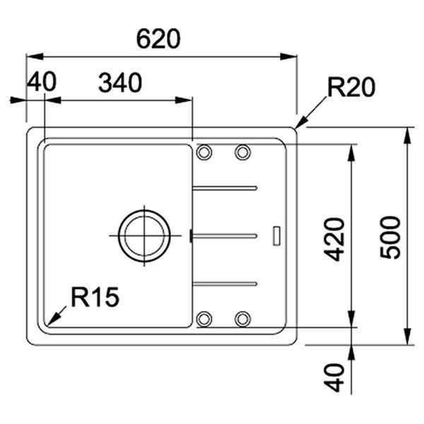 🟥 Кухонна мийка Franke Basis BFG 611-62 (114.0565.090) гранітна - врізна - оборотна - колір Сірий камінь 114.0565.090 фото