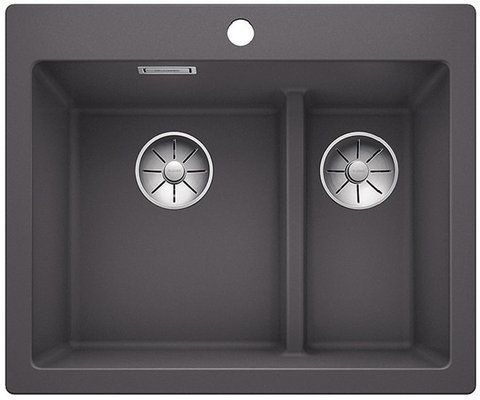 Кухонная мойка Blanco PLEON 6 Split Silgranit&reg; цвет темная скала с отводной арматурой InFino (521690) монтаж на столешницу 521690 фото