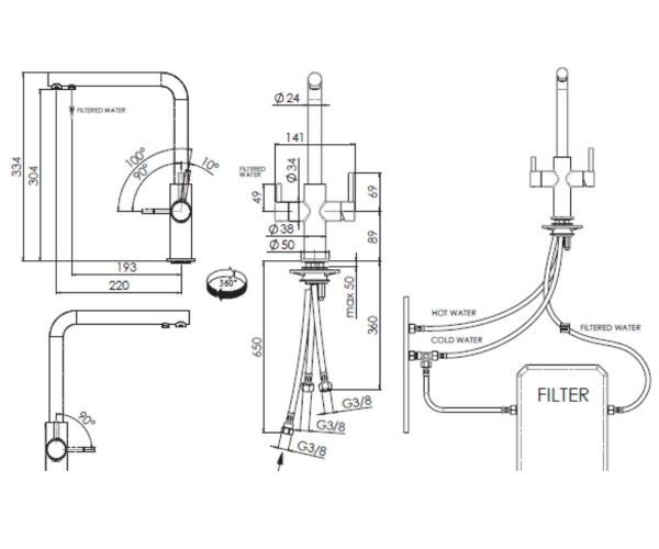 Кухонний змішувач з підключенням до фільтра води Franke NEPTUNE CLEAR WATER (115.0370.689) Хром 115.0370.689 фото
