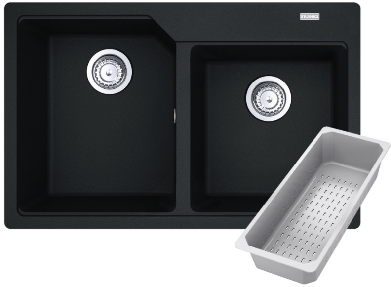 Кухонна мийка Franke Urban UBG 620-78 Black Edition (114.0699.237) гранітна - вр+ізна - колір Чорний матовий - (пластиковий коландер у комлекті) 114.0699.237 фото