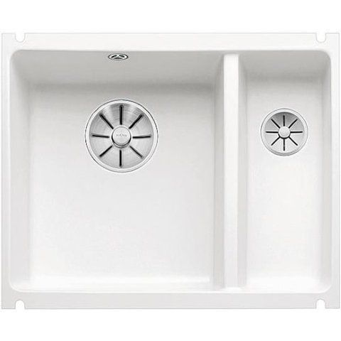 Кухонная мойка Blanco SUBLINE 350/150-U керамика PuraPlus глянцевая белый с отводной арматурой InFino (523741) монтаж под столешницу 523741 фото
