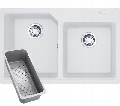 Кухонна мийка Franke Urban UBG 620-78 (114.0574.972) гранітна - врізна - колір Білий - (пластиковий коландер у комлекті) 114.0574.972 фото