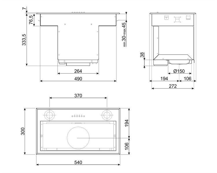 Smeg KSEG58PXE - серія UNIVERSAL - Вбудовувана витяжка, 54 см kseg58pxe фото