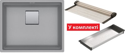 Кухонна мийка Franke KUBUS 2 KNG 110-52 (125.0576.309) гранітна - монтаж під стільницю - колір сірий - (коландер та килимок Rollmat у комплекті) 125.0576.309 фото