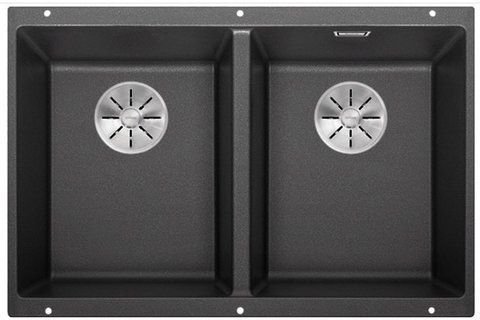 Кухонная мойка Blanco SUBLINE 350/350-U Silgranit&reg; цвет антрацит с отводной арматурой InFino (523574) монтаж под столешницу 523574 фото