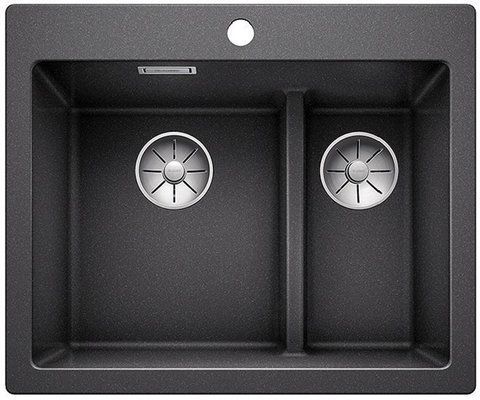 Кухонна мийка Blanco PLEON 6 Split Silgranit&reg; колір чорний з відвідною арматурою InFino (525955) монтаж на стільницю 525955 фото