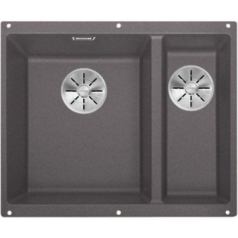 Кухонная мойка Blanco SUBLINE 340/160-U Silgranit&reg; цвет темная скала (чаша слева) с отводной арматурой InFino (523549) монтаж под столешницу 523549 фото