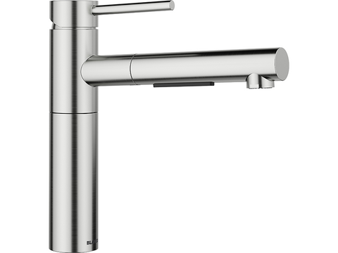 СмесительКухонный Blanco с вытяжным изливом, с функцией душа ALTA-S II PVD steel (527544) 527544 фото