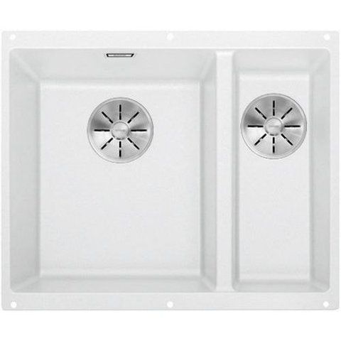 Кухонная мойка Blanco SUBLINE 340/160-U Silgranit&reg; цвет белый (чаша слева) с отводной арматурой InFino (523552) монтаж под столешницу 523552 фото