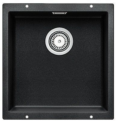 Кухонная мойка Blanco SUBLINE 400-U Silgranit&reg; цвет черный с отводной арматурой InFino (525990) монтаж под столешницу 525990 фото