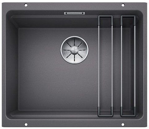 Кухонная мойка Blanco ETAGON 500-U Silgranit&reg; цвет темная скала с отводной арматурой InFino (522228) монтаж под столешницу 522228 фото