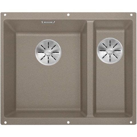 Кухонная мойка Blanco SUBLINE 340/160-U Silgranit&reg; цвет серый беж (чаша слева) с отводной арматурой InFino (523556) монтаж под столешницу 523556 фото