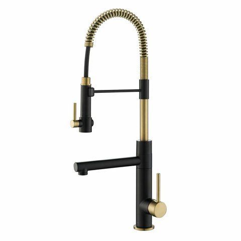 Кухонний змішувач Kraus Artec Pro&trade; з гнучким виливом та функцією душу (KPF-1603SFACBMB) Шампань /Чорний матовий KPF-1603SFACBMB фото