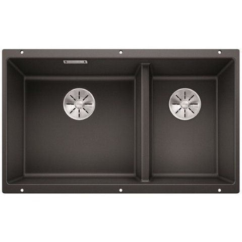 Кухонная мойка Blanco SUBLINE 430/270-U Silgranit&reg; цвет черный с отводной арматурой InFino (525991) монтаж под столешницу 525991 фото