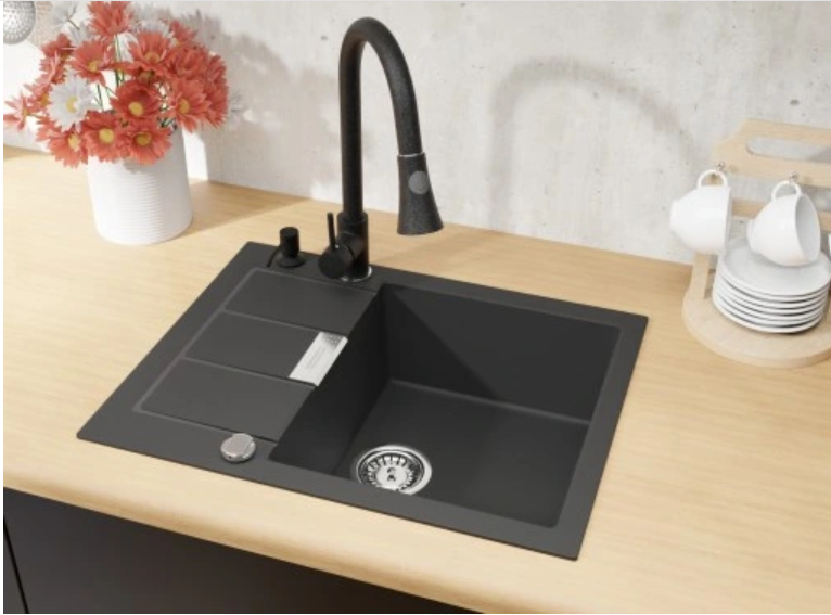 🟥 Кухонная мойка Franke Sirius 2.0 S2D 611-62 (143.0627.288) из тектонайта - врезная - оборотная - цвет Чёрный (2 отверстия) 143.0627.288 фото