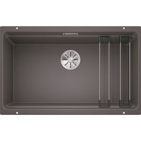 Кухонная мойка Blanco ETAGON 700-U Silgranit&reg; цвет темная скала с отводной арматурой InFino (525168) монтаж под столешницу 525168 фото