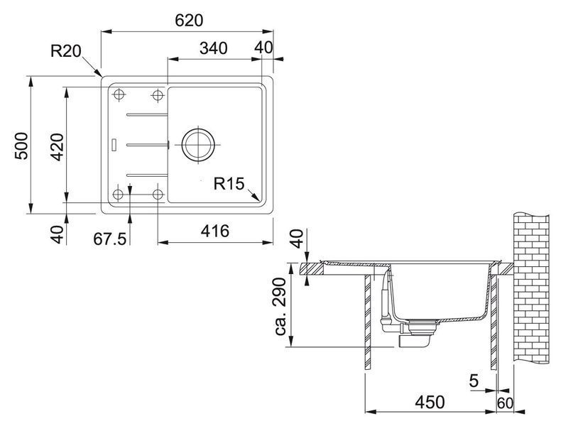🟥 Кухонная мойка Franke Basis BFG 611-62 (114.0306.795) гранитная - врезная - оборотная - цвет Миндаль 114.0306.795 фото