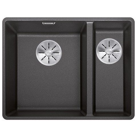 Кухонная мойка Blanco SUBLINE 340/160-F Silgranit&reg; цвет антрацит с отводной арматурой InFino (523568) монтаж в уровень со столешницей 523568 фото