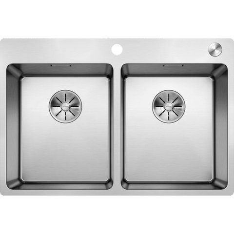 Кухонная мойка Blanco ANDANO 340/340-IF/A нержавеющая сталь с зеркальной полировкой скл.-авт. и управлением PushControl (525248) монтаж на столешницу; в уровень со столешницей 525248 фото