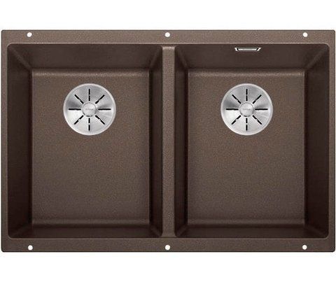 Кухонная мойка Blanco SUBLINE 350/350-U Silgranit&reg; цвет кофе с отводной арматурой InFino (523583) монтаж под столешницу 523583 фото
