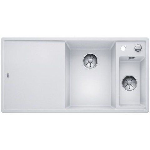 Кухонная мойка Blanco AXIA III 6 S-F Silgranit&reg; цвет белый - чаша справа, доска стекло скл.-авт. InFino (523492) монтаж в уровень со столешницей 523492 фото