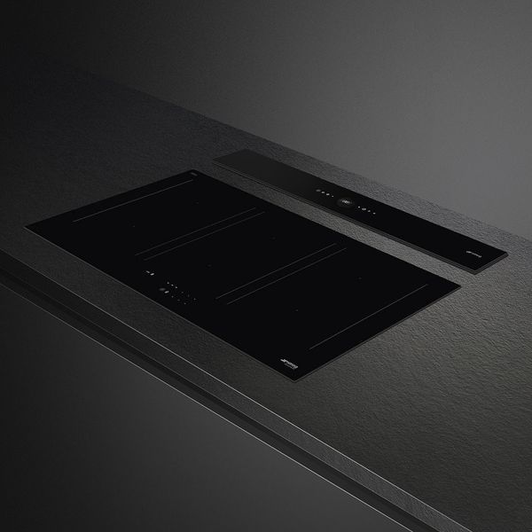 Smeg KDD90CNE2 - серія LINEA - Витяжка, вбудована в стільницю, 90 см, склокераміка Eclipse, LCD-дисплей, колір чорний матовий KDD90CNE2 фото