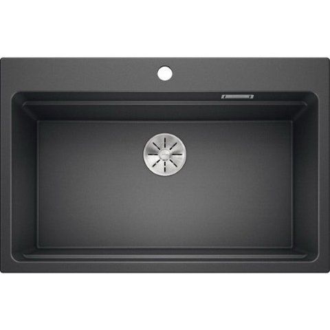 Кухонная мойка Blanco ETAGON 8 Silgranit&reg; цвет антрацит с отводной арматурой InFino (525187) монтаж на столешницу 525187 фото