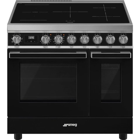 Smeg CPF92IMBL - серія PORTOFINO - Варочний центр соло, 90 см, 2 Духовки, індукційна панель, чорний cpf92imbl фото